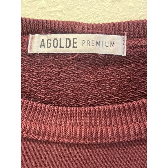 AGOLDE PREMIUM Burgundy Crewneck Sweatshirt Pullover Long Sleeve Top L - Picture 2 of 7